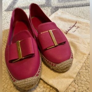 Ferragamo hot pink espadrilles 7 SANNIO 1CM BUBBLE GUM CALF